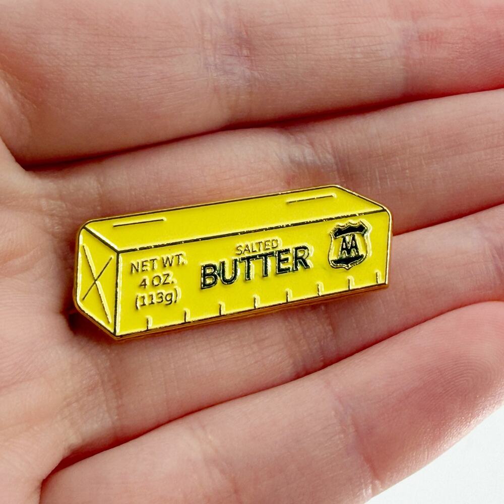 Funny Salted Butter Gold Bar Enamel Pin Food Novelty Grocery Kawaii Lapel Pin